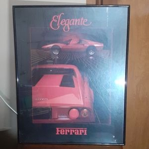 Vintage framed Ferrari poster